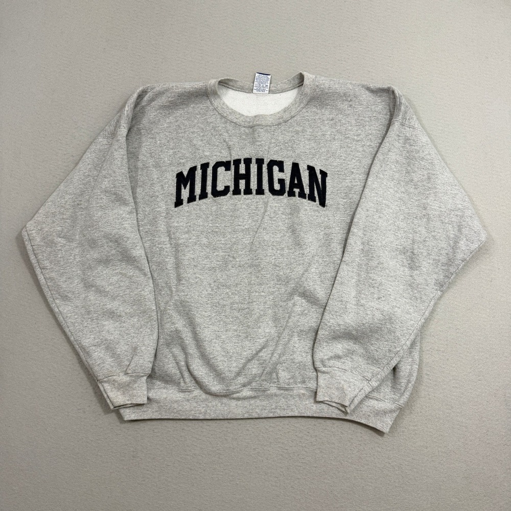 Vintage Champion Sweatshirt Men's 2XL Gray Michigan Wolverines Collegiate 90s
